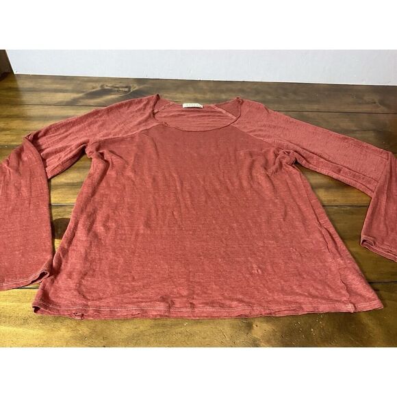 Stark X 100% Linen Bell Sleeve Size Large Red Blouse - Picture 4 of 11